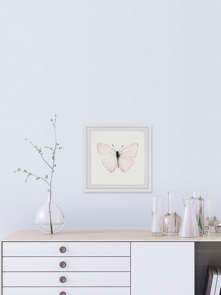 "Translucent Pink Wings" Framed Painting Print, 12"x12"