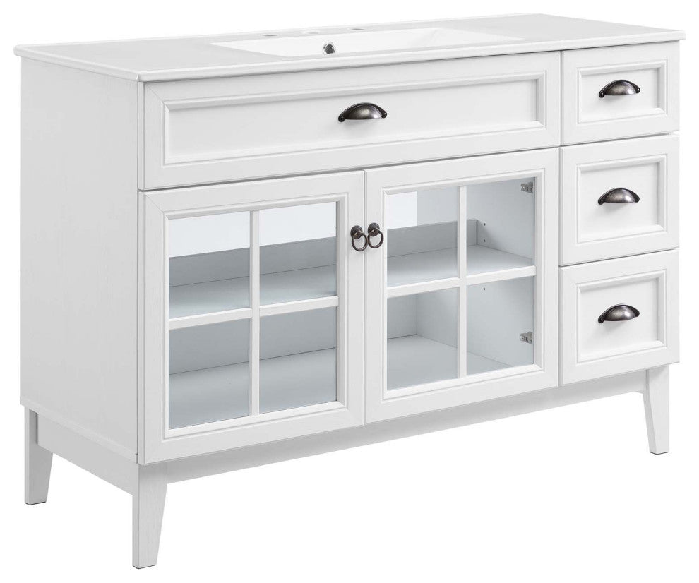 Isle 48" Bathroom Vanity Cabinet White White -5427