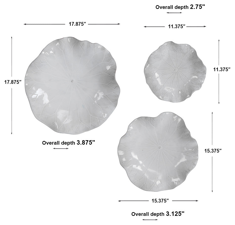 Uttermost Abella Ceramic Wall Decor, 3-Piece Set, White