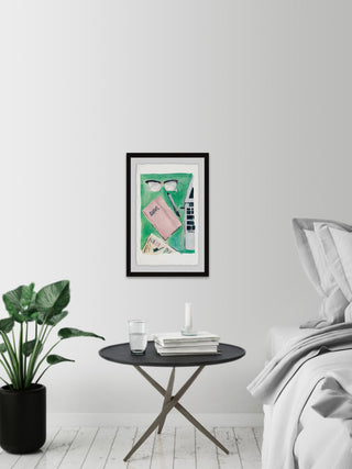 "Pink Planner" Framed Painting Print, 12"x18"