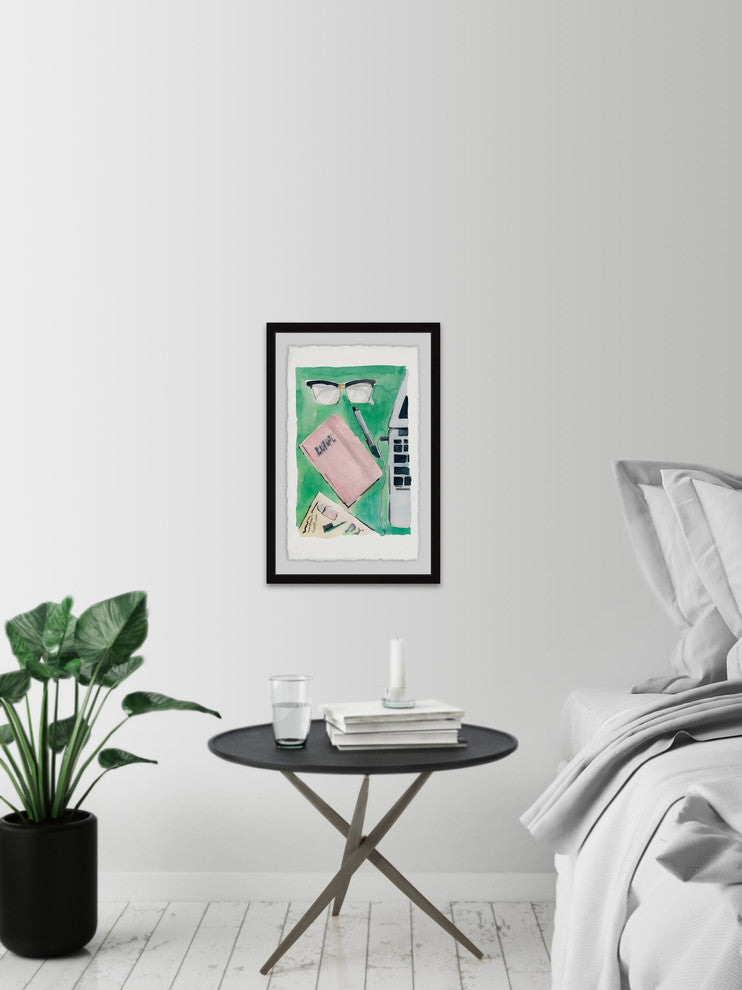 "Pink Planner" Framed Painting Print, 12"x18"