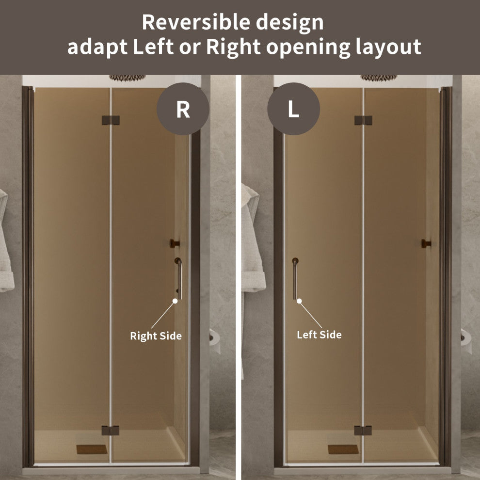 ExBrite Frameless Bifold Shower Door, Brown Glass, 36"x72"