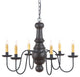 Maple Glenn Wooden Chandelier in Americana Colors, Black Over Red