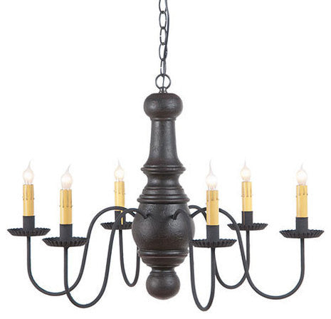 Maple Glenn Wooden Chandelier in Americana Colors, Black Over Red