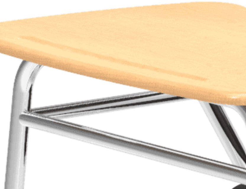 Modern Desk With Integrated Chair, Spacious Top & Ventilated Plastic Seat, Red