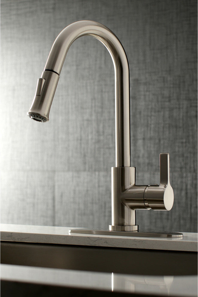 Gourmetier Pull-Down Kitchen Faucet, Brushed Nickel