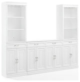 Crosley Furniture Stanton 3-PC Wood/Metal Sideboard And Bar Cabinet Set in White