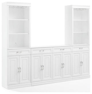 Crosley Furniture Stanton 3-PC Wood/Metal Sideboard And Bar Cabinet Set in White