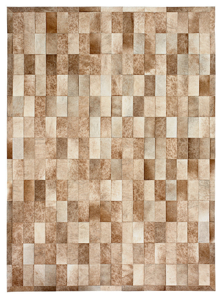 Cowhide Patchwork Rug, Daedalus, Taupe, 12'x15'