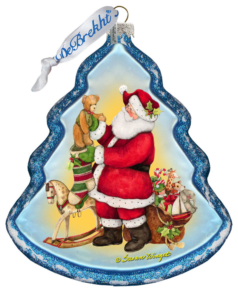 Santa Workshop Glass Ornament