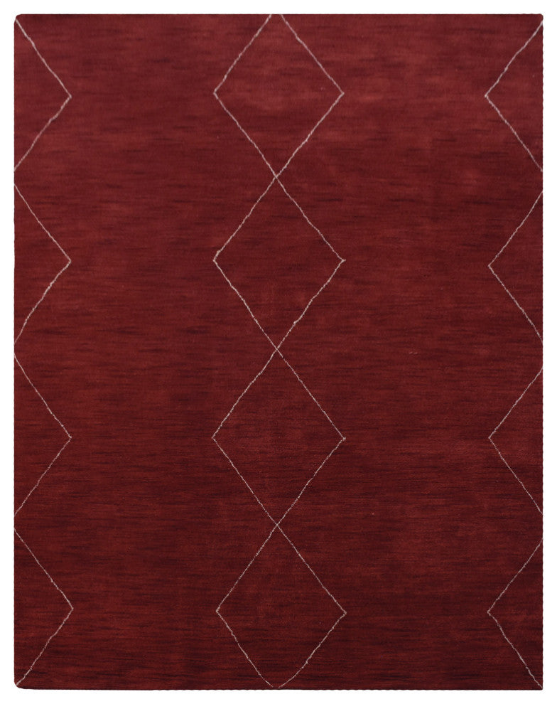 HAND KNOTTED LOOM WOOL ECO-FRIENDLY AREA RUGS - Rectangle, Red Beige, Geometric