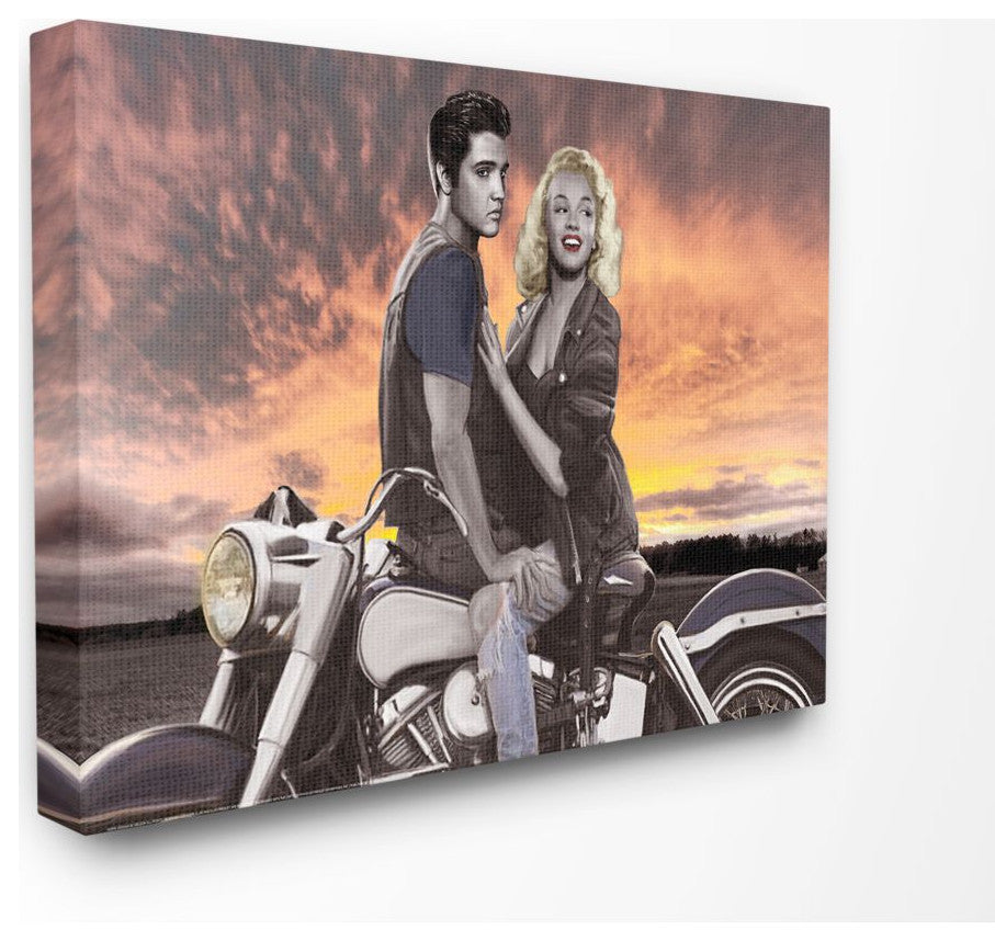 Stupell Industries Sunset Motorcycle Vintage Hollywood Movie Star, 24 x 30