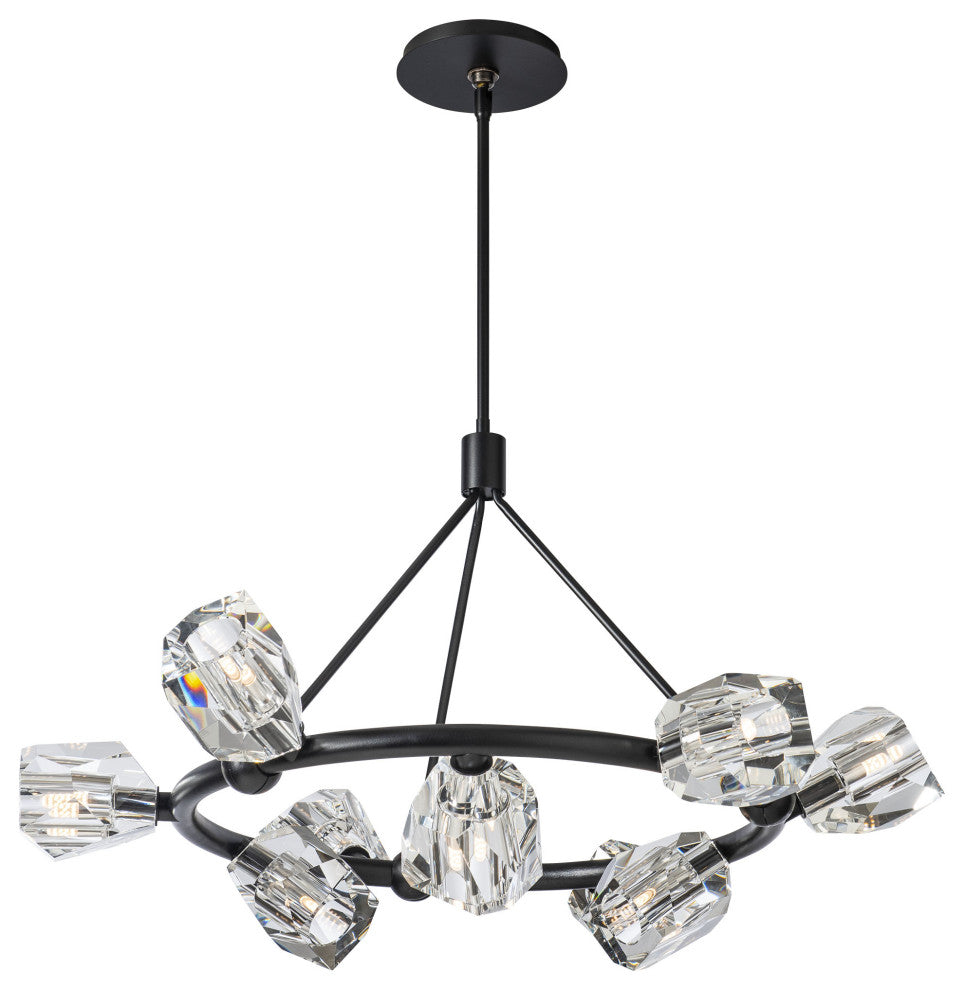 Gatsby 9-Light Ring Pendant - Black - Crystal
