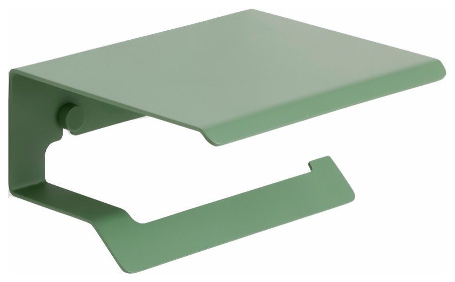 Slim Toilet Paper Holder With Lid, Matte Green