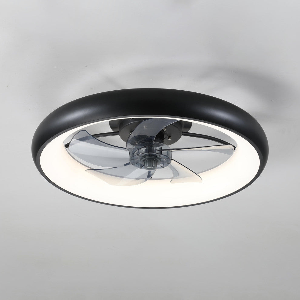 22 in. W x 6 in. H Ceiling Fan in Black and White with Dimmable LED Lights