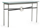 Equus Console Table, Natural Iron Finish - Bronze Accents - Black Leather Strap