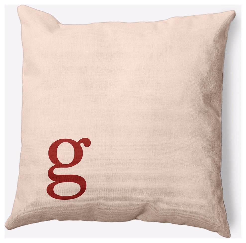 20" x 20" Modern Monogram Indoor/Outdoor Polyester Throw Pillow, Maple Red