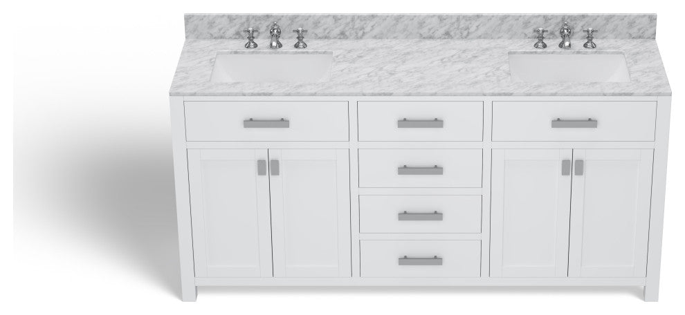 The Polaris Bathroom Vanity, Pure White, 72", Double Sink, Freestanding