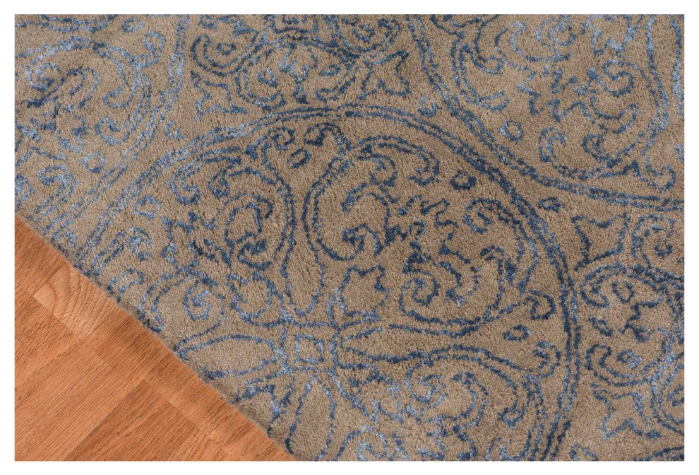 8" X11" X 0.5" Blue Wool Area Rug