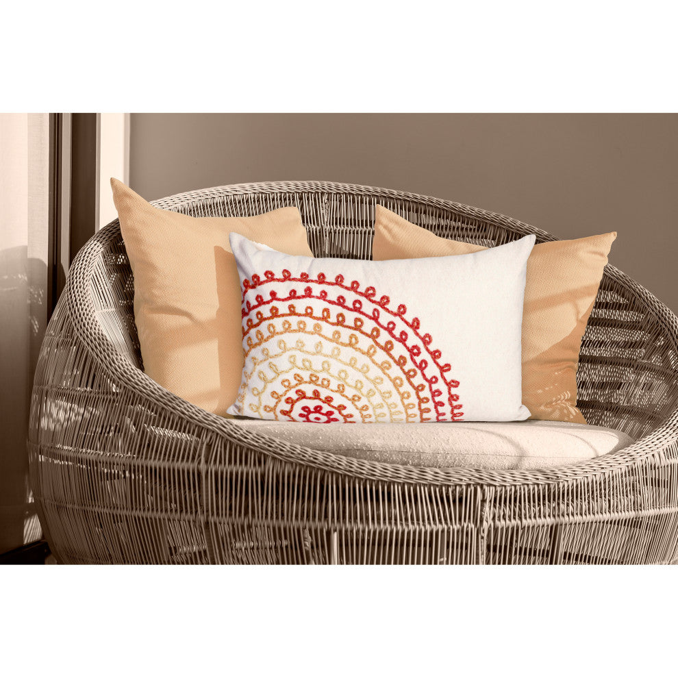 Visions III Ombre Threads Indoor/Outdoor Pillow, Warm, 12"x20"
