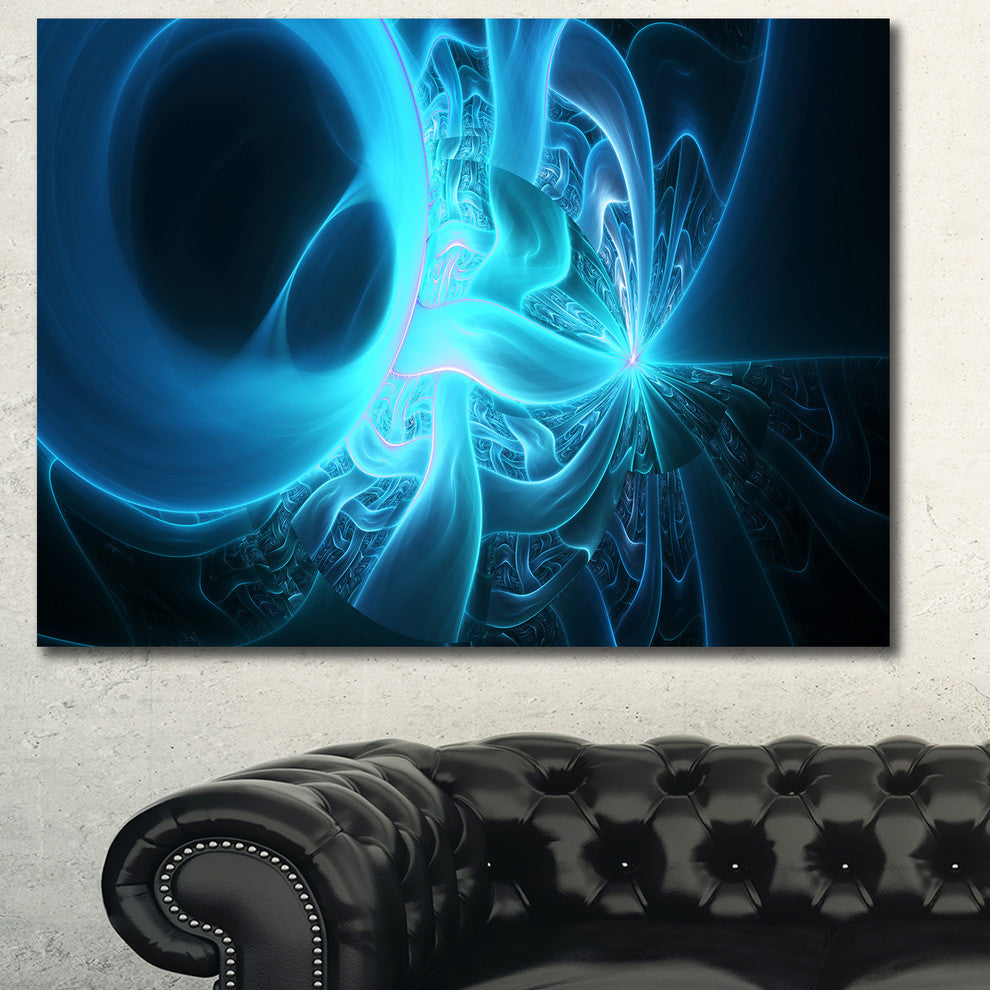 Shining Bright Blue on Black, Abstract Wall Art Canvas, 40x30