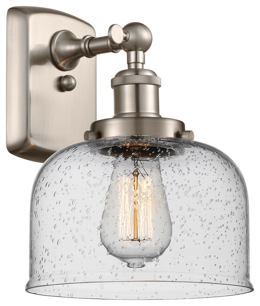 Large Bell 1-Light Sconce, Brushed Satin Nickel, Seedy
