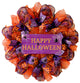 Happy Halloween Handmade Purple and Orange Deco Mesh Wreath