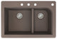 Radius 33" silQ Granite Double Bowl Kitchen Sink with 4 Holes in Espresso