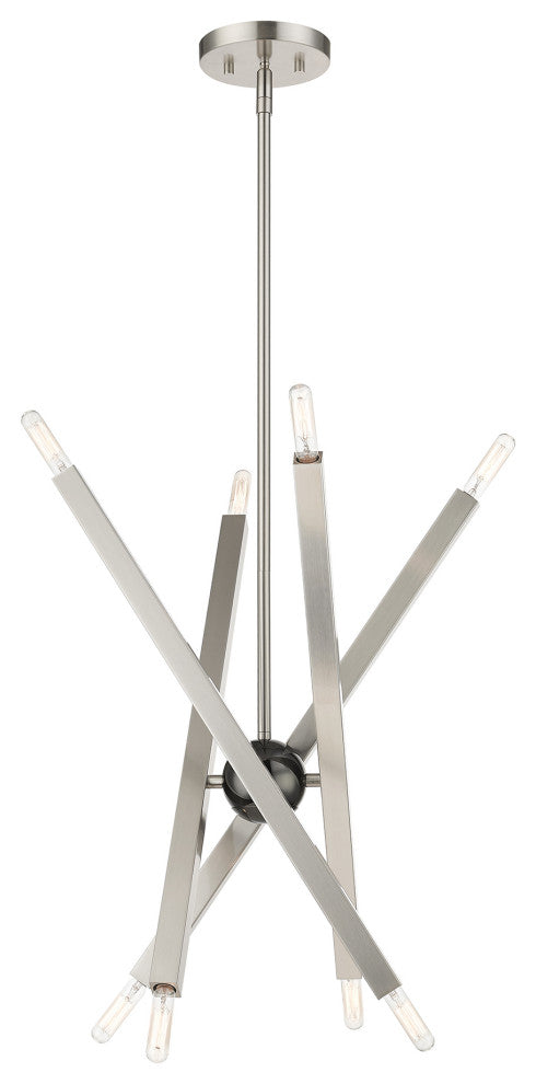 Livex Lighting Monaco 8-Light Brushed Nickel Chandelier With Black Chrome Accent