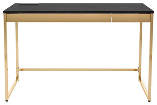 Furniture of America Abair Metal Writing Desk with USB Port in Black