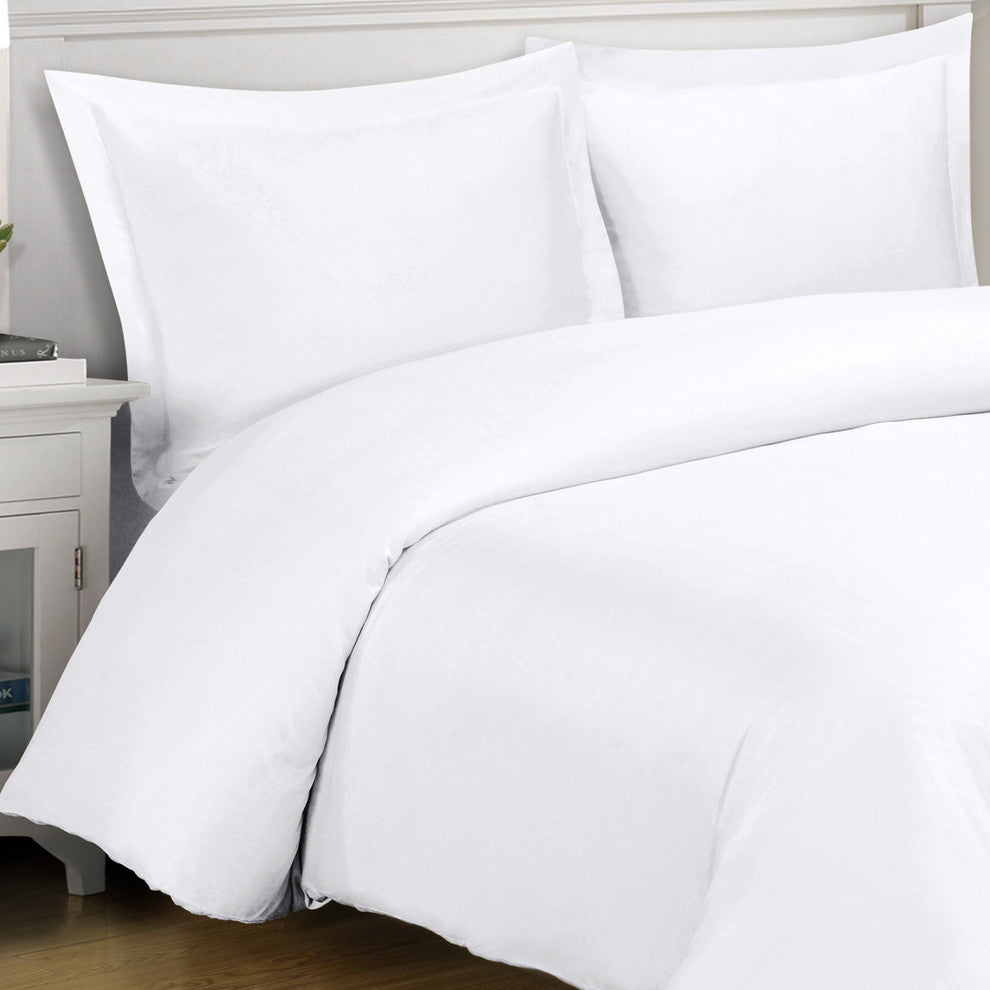 100% Bamboo Viscose Soft Duvet Cover Set, White, Full/Queen