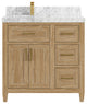 Santa Monica 36 Left Offset  Bath Vanity in Whitewashed Teak 2" Carrara Marble