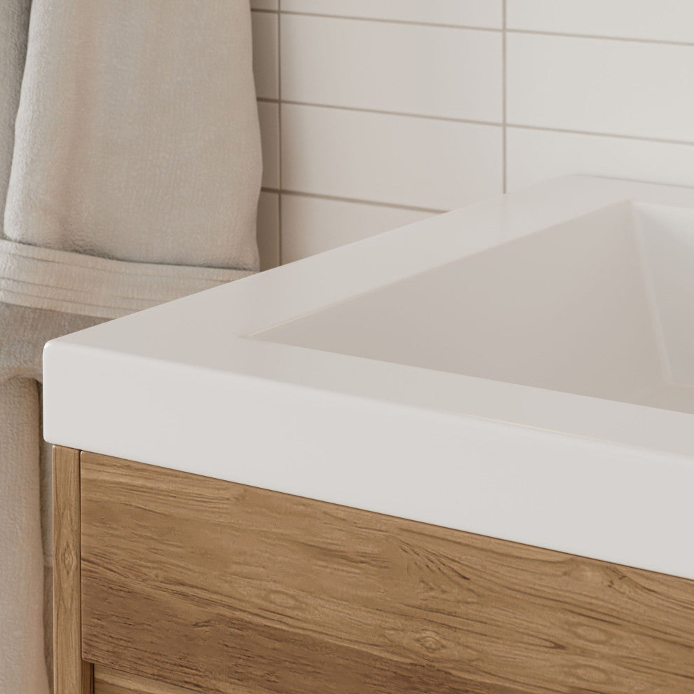 The Ashland Bathroom Vanity, Oak, 48", Double Sink, Freestanding