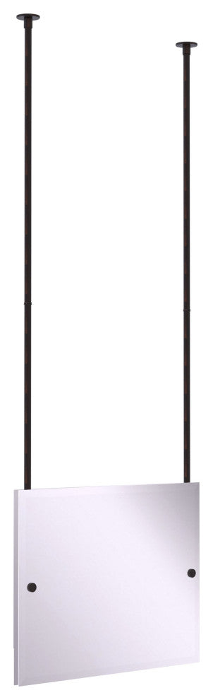 Frameless Landscape Ceiling Hung Mirror with Beveled Edge, Venetian Bronze