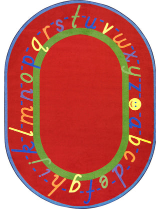 Kid Essentials Rug, AlphaScript, Red, 7'8"x10'9" Oval
