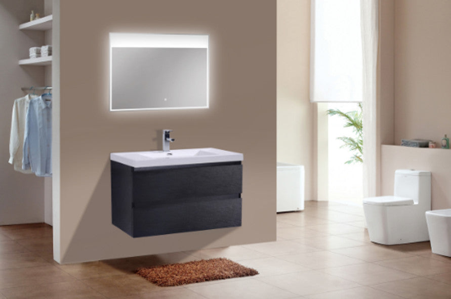 MOB 36" Wall Mounted Vanity With Reinforced Acrylic Sink, Black