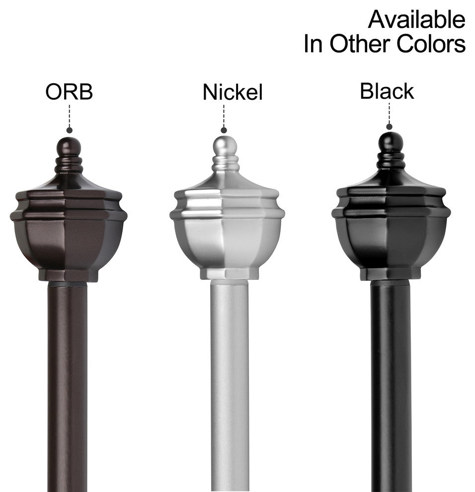 Utopia Alley Curtain Rod With Decorative Urn Finial, 28-48", Bronze