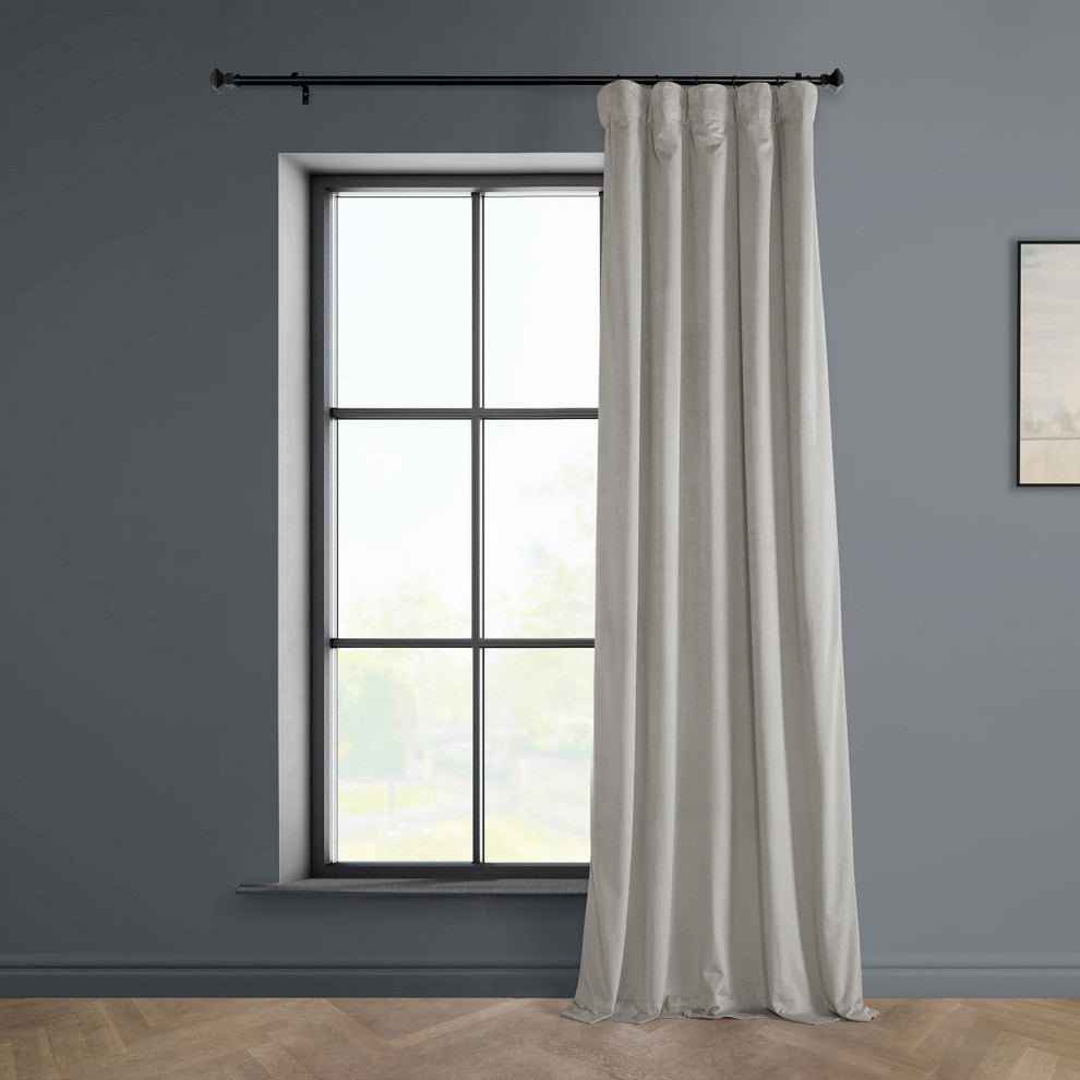 Heritage Plush Velvet Curtain Single Panel, City Gray, 50"x108"