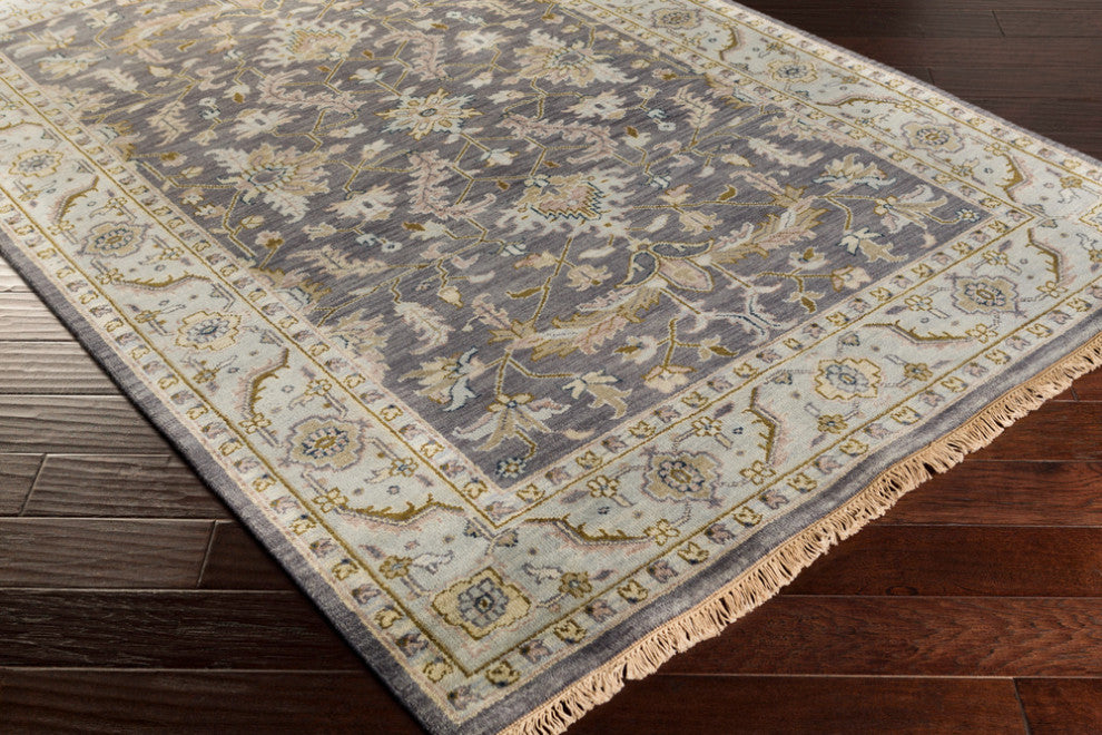 Surya Zeus ZEU-7825 Traditional Area Rug, Charcoal, 9' x 13' Rectangle