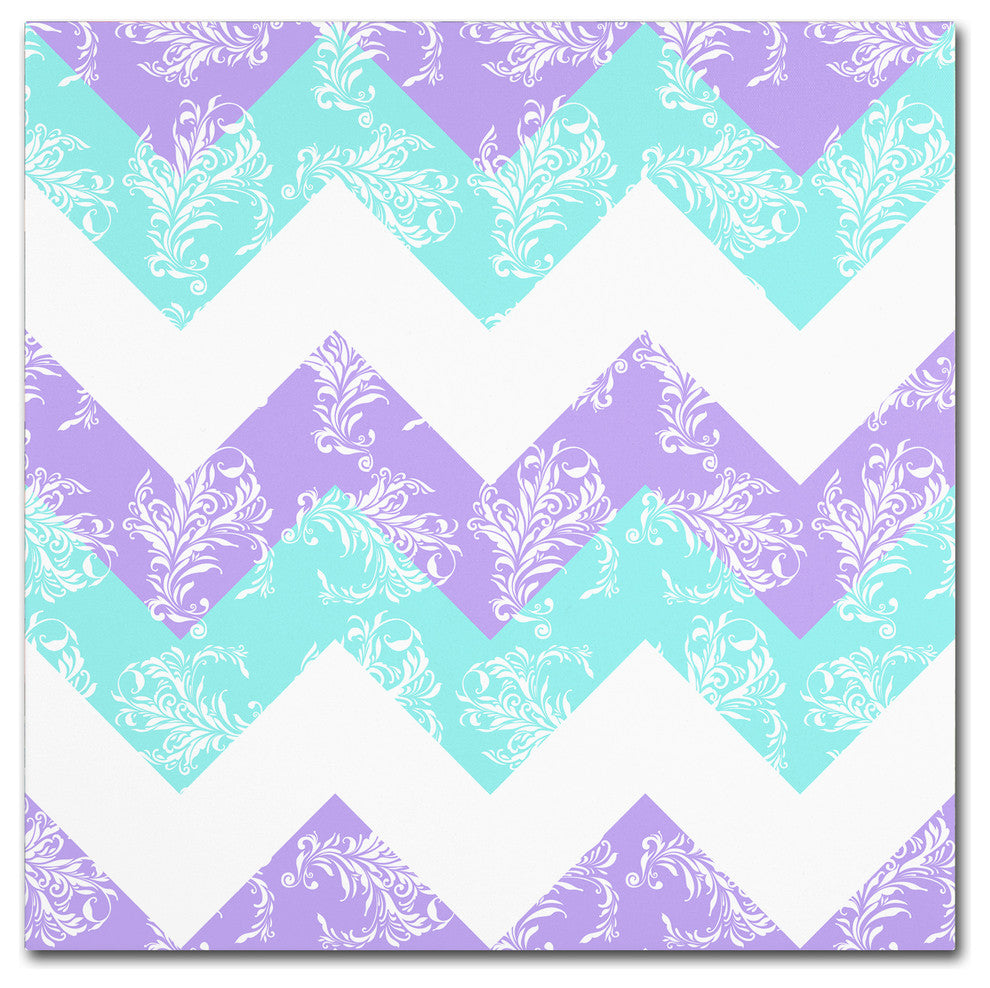 Tina Lavoie 'Purple Aqua Damask Fresh' Canvas Art, 14" x 14"