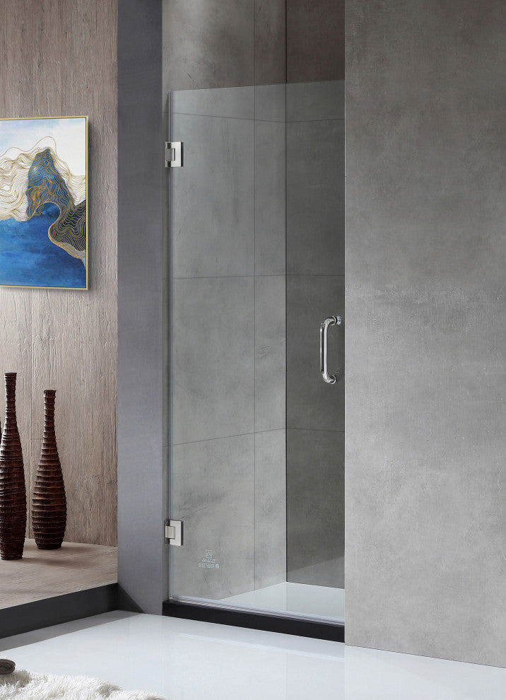 Passion Series 30 in. W x 72 in. H Frameless Hinged Shower Door in Chrome