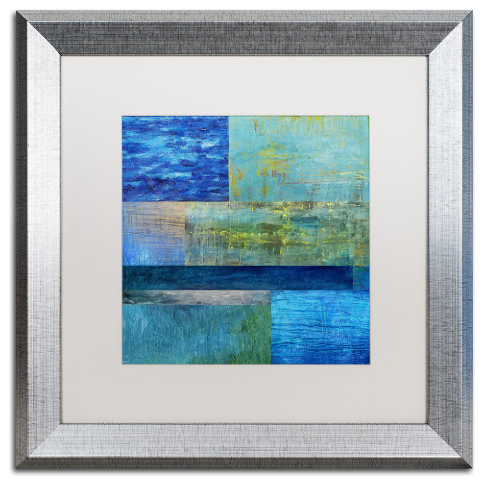 Michelle Calkins 'Essence of Blue' Matted Framed Art, 16x16