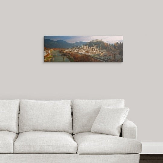 "Cityscape Salzburg Austria " Canvas Art, 36"x12"x1.25"