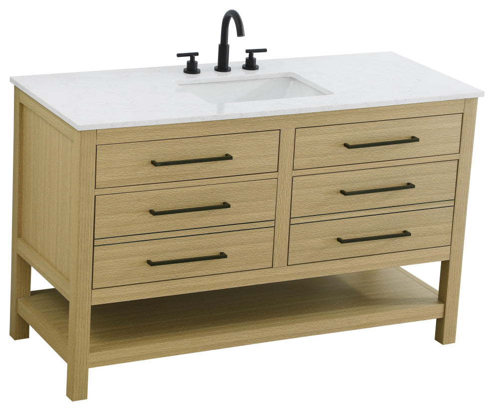 Home Living 54" Single Bathroom Vanity, Honey Brown