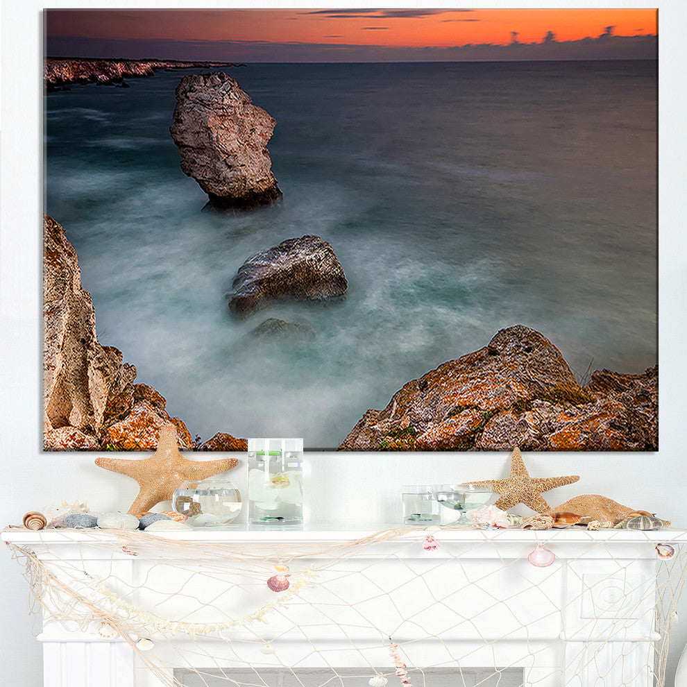 "Big Rock Formations Near Tulenovo" Beach Canvas Wall Art, 1 Panel, 60"x28"