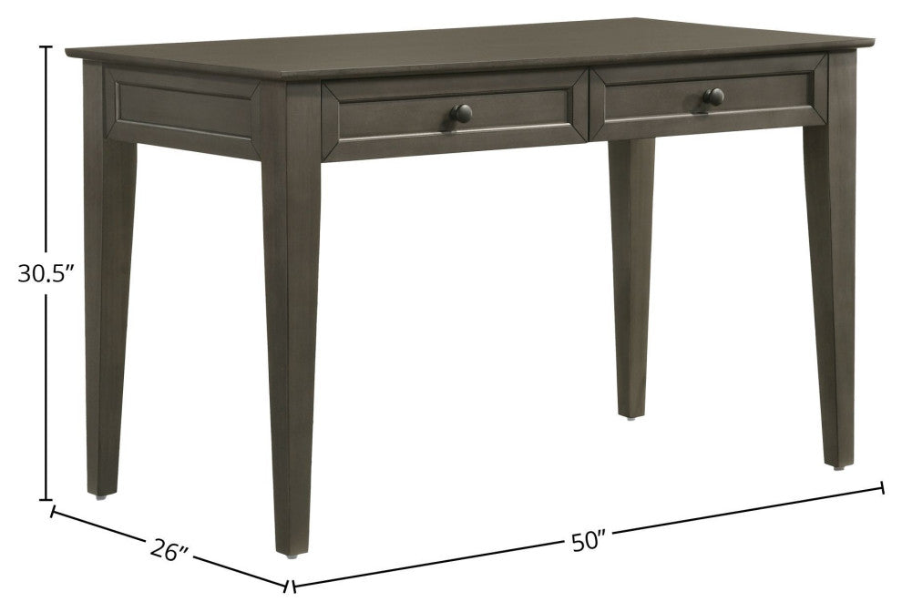 San Mateo 50" Wide Writing Desk With 2 Drawers, Gray