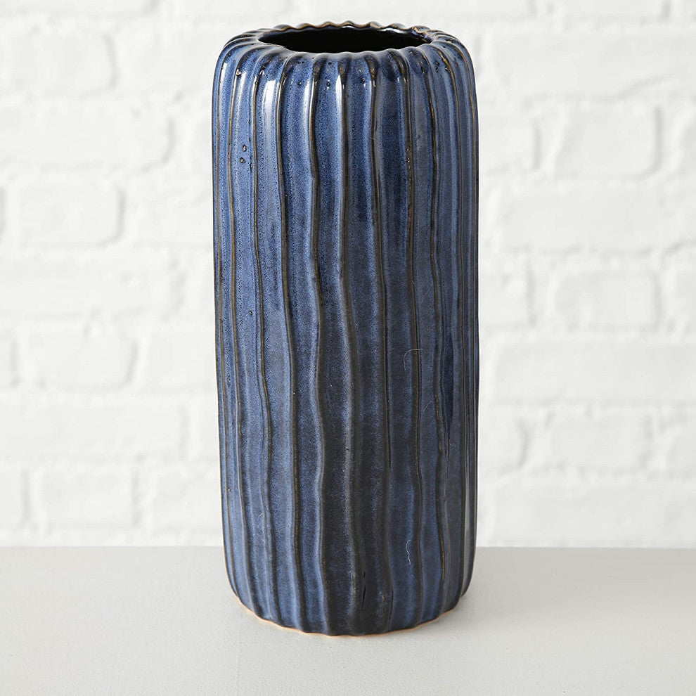 2 Piece Indigo Ripple Vase Set
