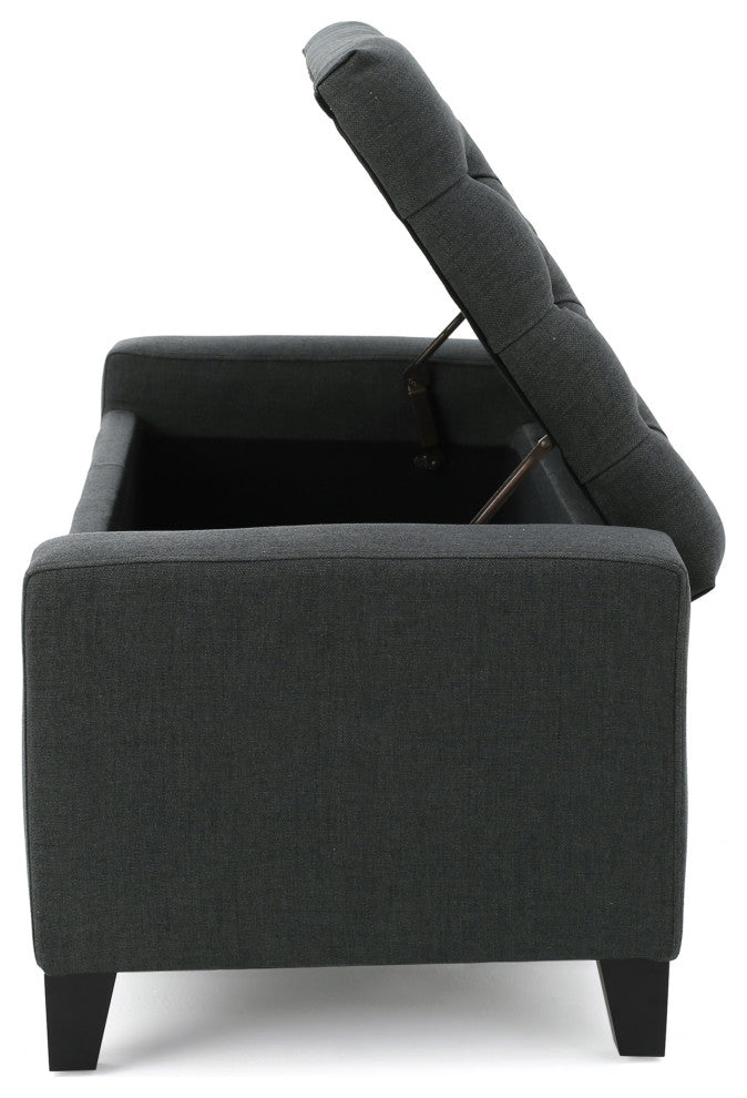 GDF Studio Seattle Tufted Storage Ottoman Bench, Dark Gray