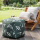 Frangipani Green 18" x 18" x 18" Green and Ivory Pouf