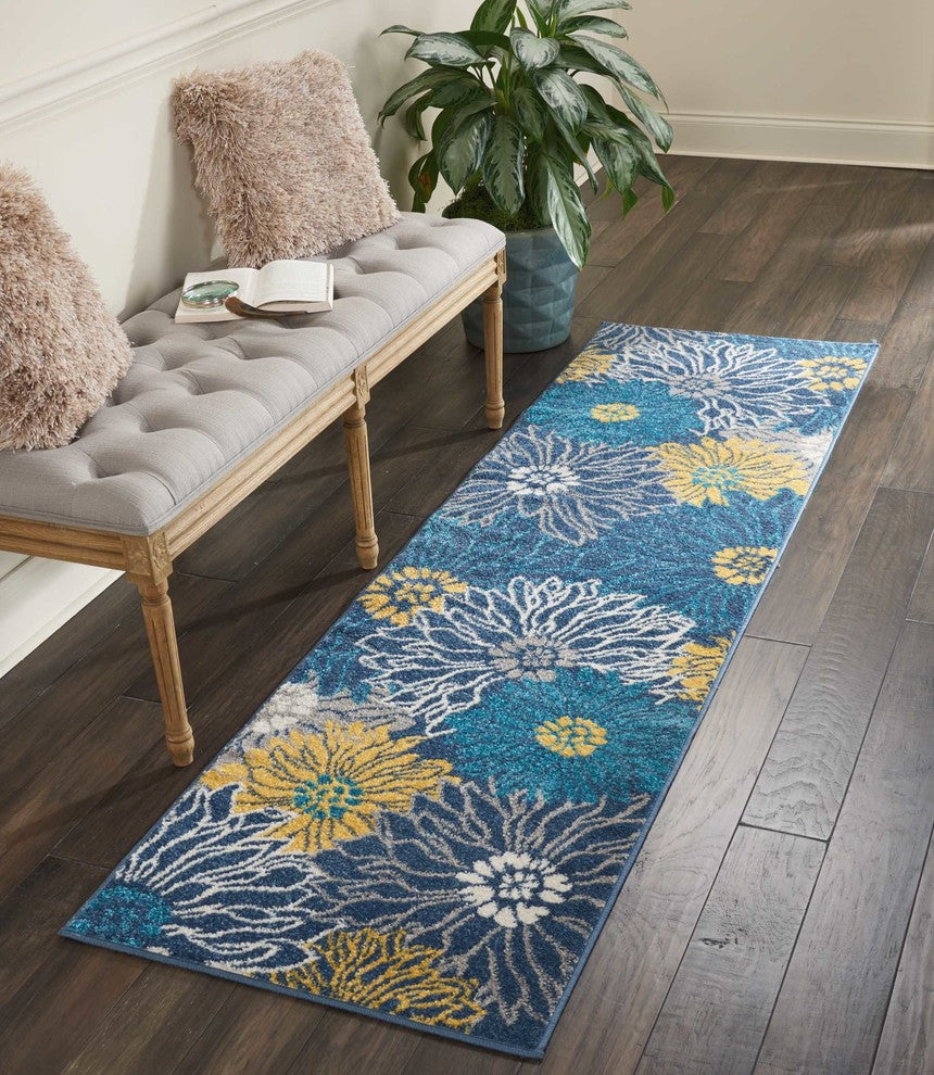 Nourison Passion Blue Area Rug, 2'2"x7'6"